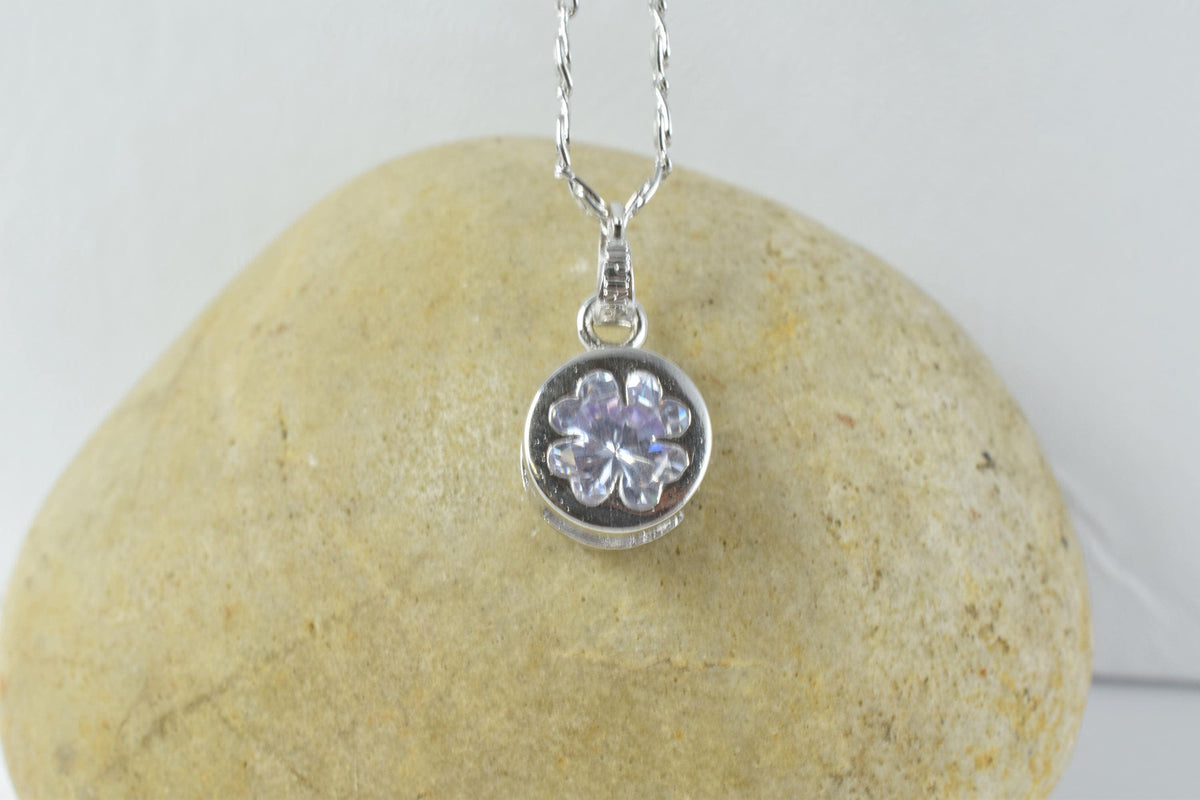 14mm Lucky Clover  White Gold Rhodium Plated Pendant Colored Cubic Zirconia Rhodium Pendant/Wholesale Pendants, Four Leaf...