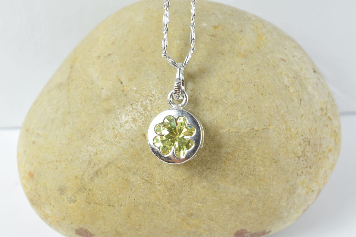 14mm Lucky Clover  White Gold Rhodium Plated Pendant Colored Cubic Zirconia Rhodium Pendant/Wholesale Pendants, Four Leaf...