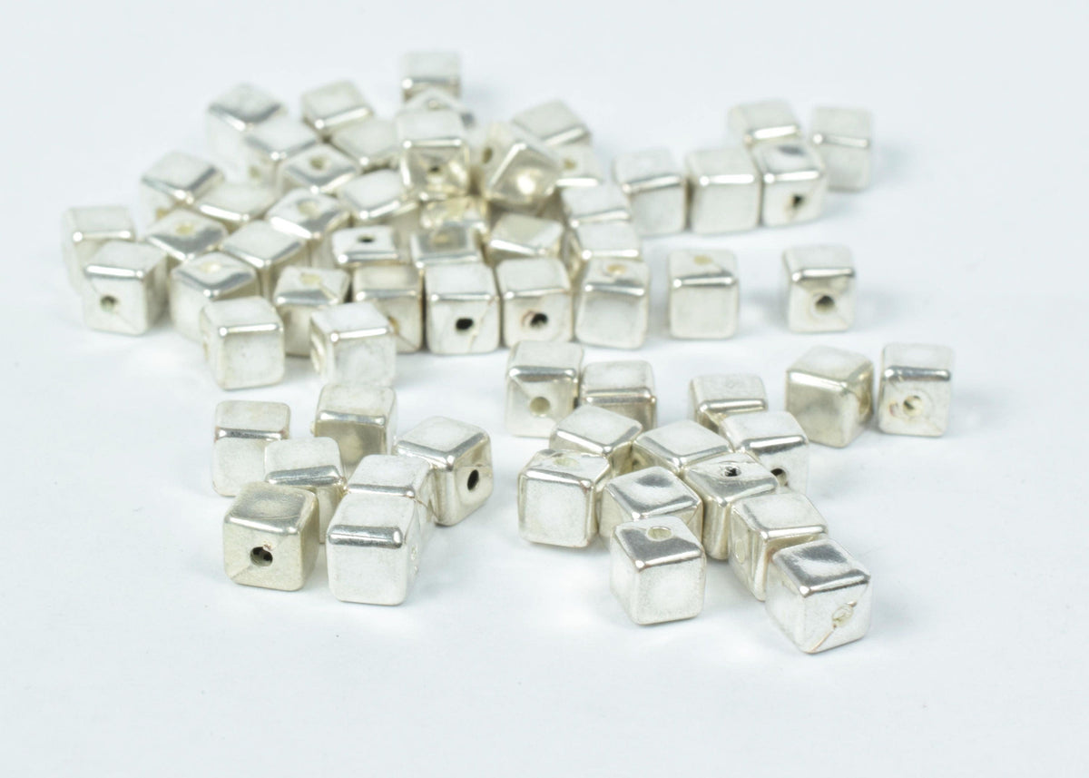 5mm Plastic Square Minimalists Beads, Sold by 100pcs, 1mm hole opening, Silver minimalist beads, Wholesale beads, Acrylic...