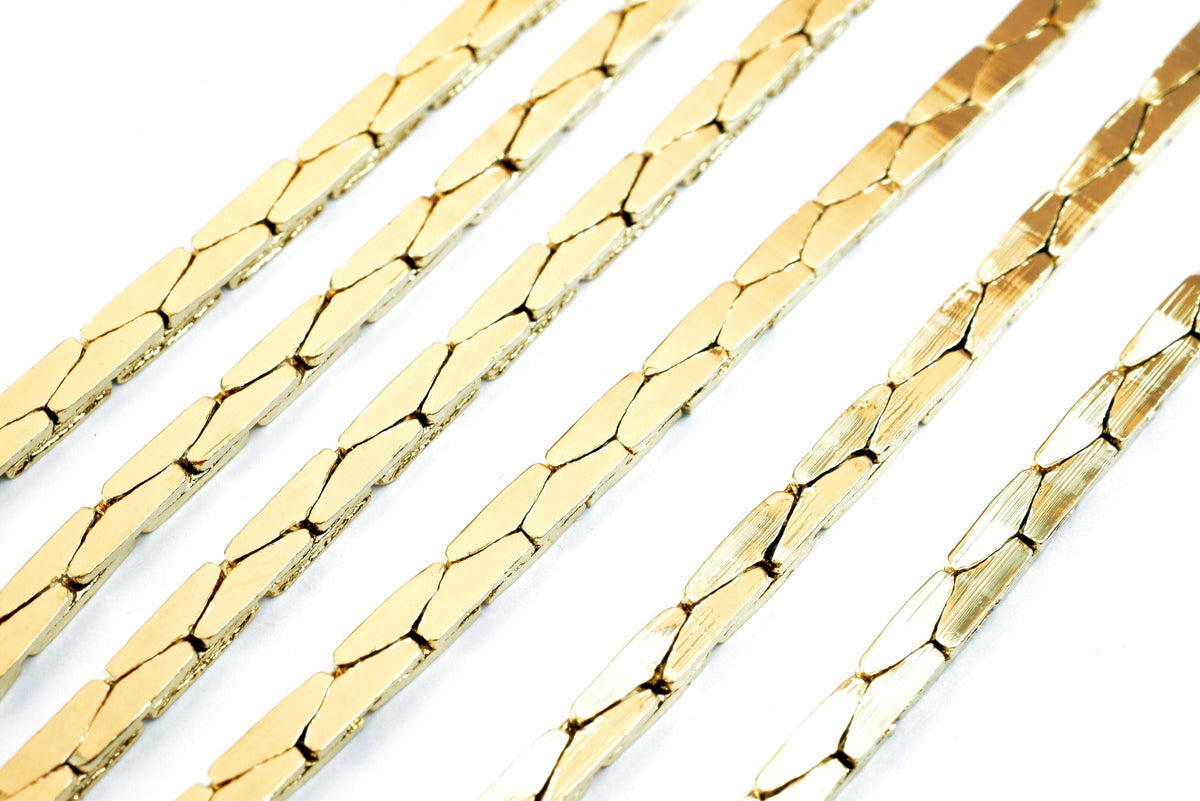 Gold filled EP cobra chain size 17 3/4 inches long, 3mm/ 1.5mm width 1.5mm thickness for jewelry making cg492, cg493 jewel...