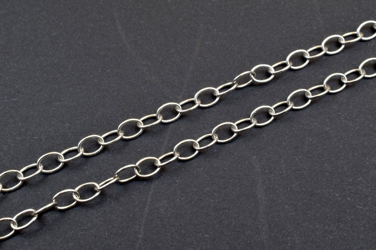 925 Sterling Silver Chain With Rhodium Filled On Top for Jewelry Making By Foot MADE IN ITALY Item# SSC016R jewelry making...