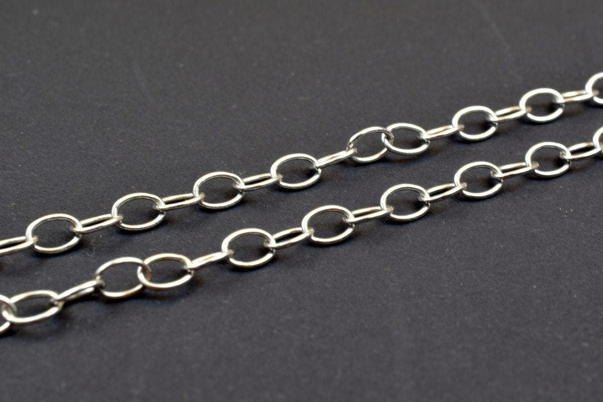 925 Sterling Silver Chain With Rhodium Filled On Top for Jewelry Making By Foot MADE IN ITALY Item# SSC016R jewelry making...