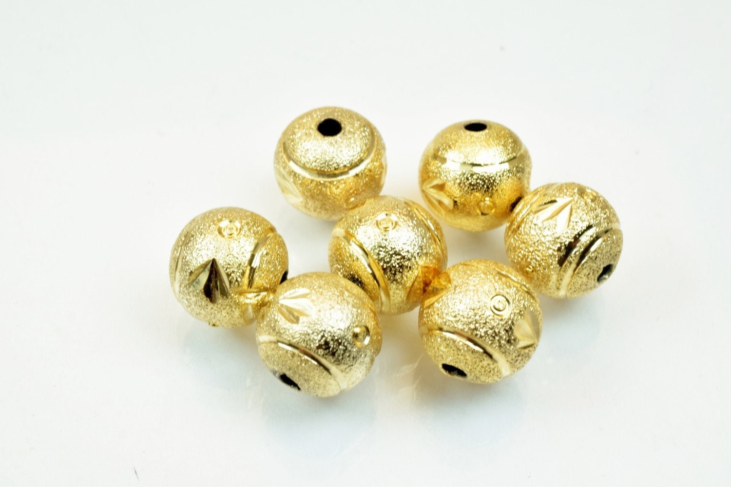 10mm Gold Filled Alternative Stardust Diamond Cut Beads: Round Ball Design - 18K Gold , Tarnish Resistant, Jewelry Supplies