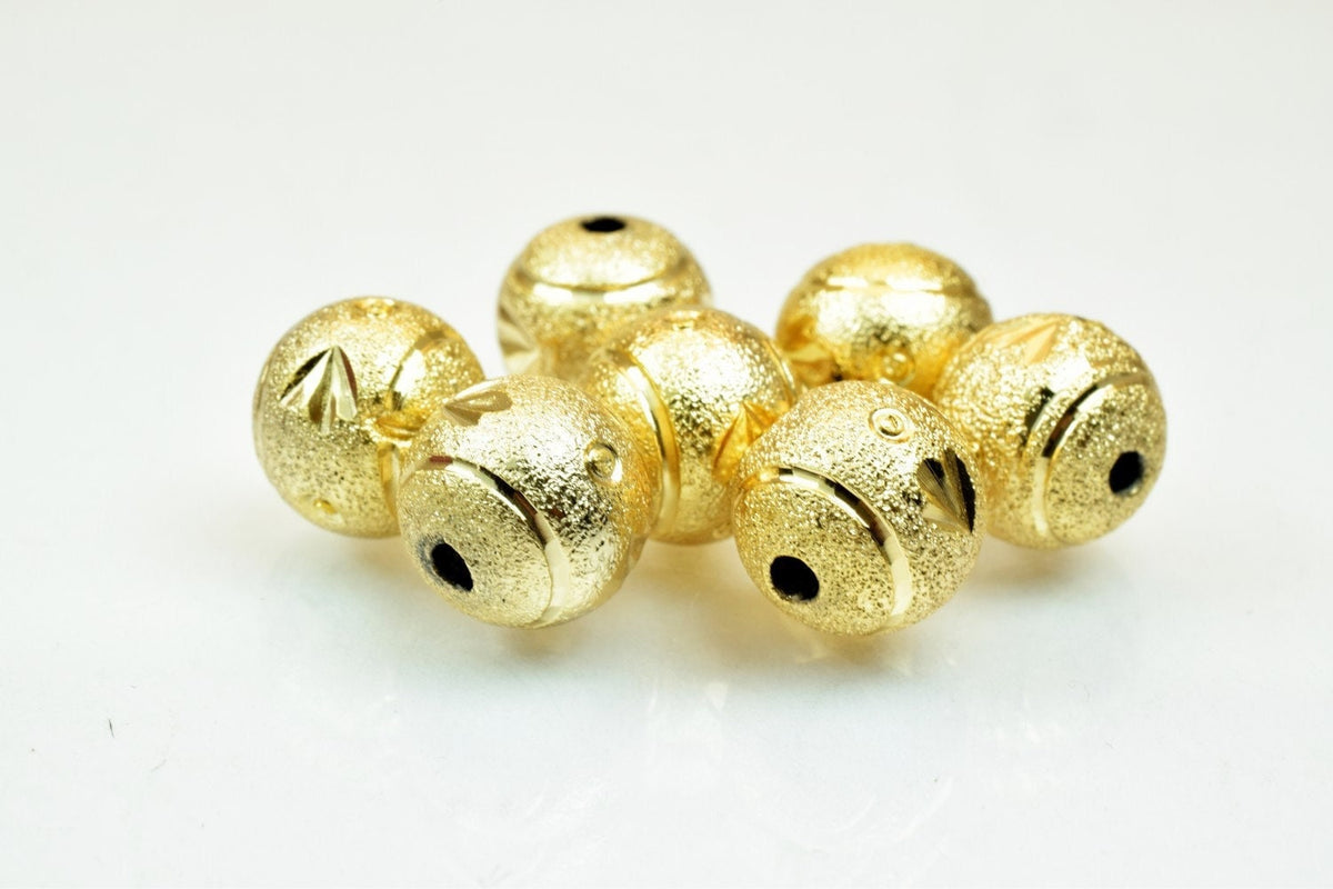 10mm Gold Filled Alternative Stardust Diamond Cut Beads: Round Ball Design - 18K Gold , Tarnish Resistant, Jewelry Supplies