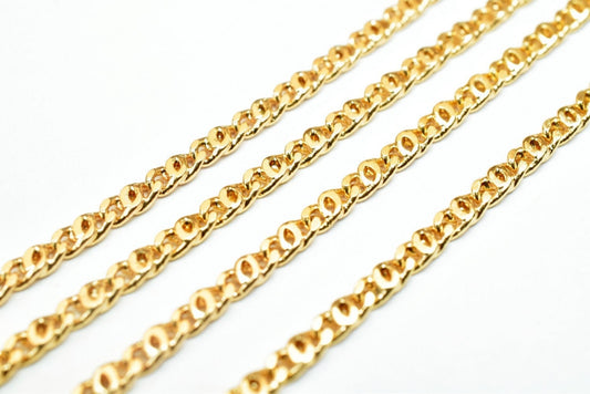 18K Gold Filled Alternative Cuban Link Chain: Tarnish Resistant Pink Gold Finish, Durable Core (17.25", 2mm Wide Cable)
