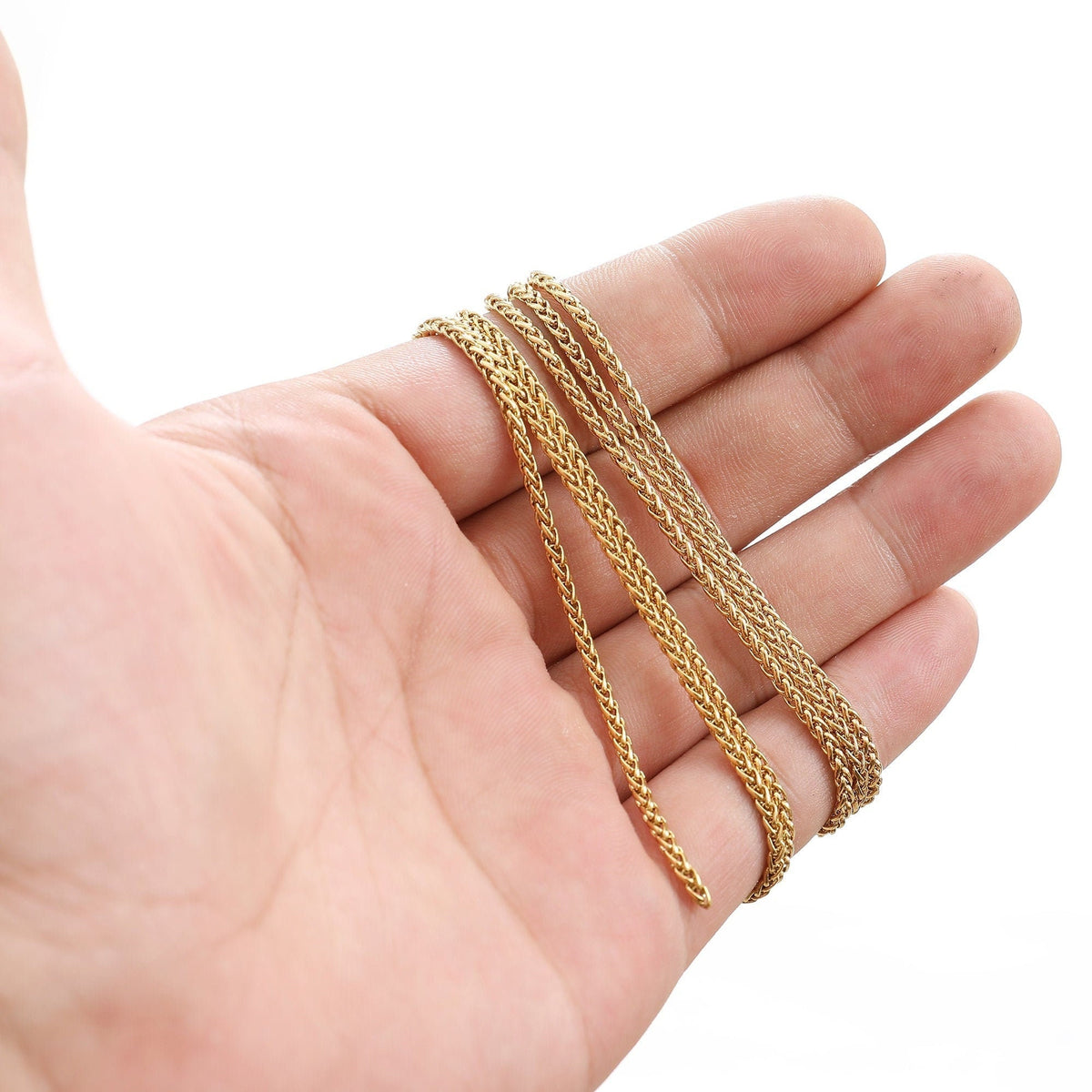 18k Gold Plated chain wheat chain thickness 2mm/4mm findings for jewelry making gfc097/gfc126 sold by the foot jewelry mak...