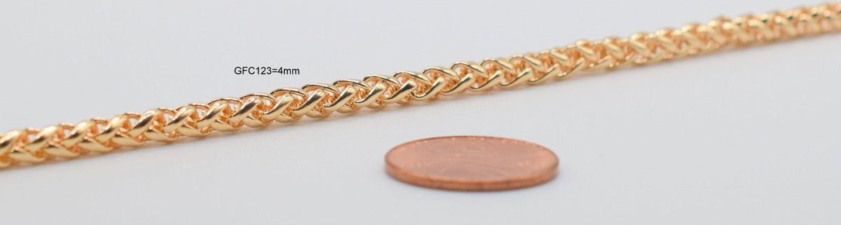 18k Gold Plated chain wheat chain thickness 2mm/4mm findings for jewelry making gfc097/gfc126 sold by the foot jewelry mak...