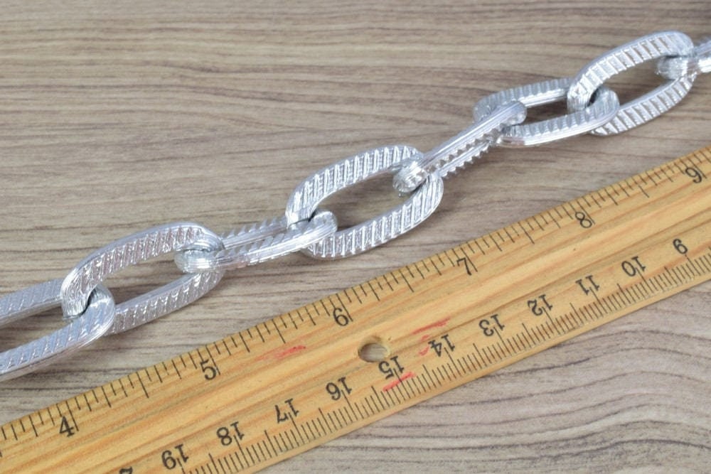 31x17mm Anodized Aluminum Chain, Silver Open Link for Handmade bracelet, Necklace or Jewelry Accessories. 1 Yard (3 Feets)...