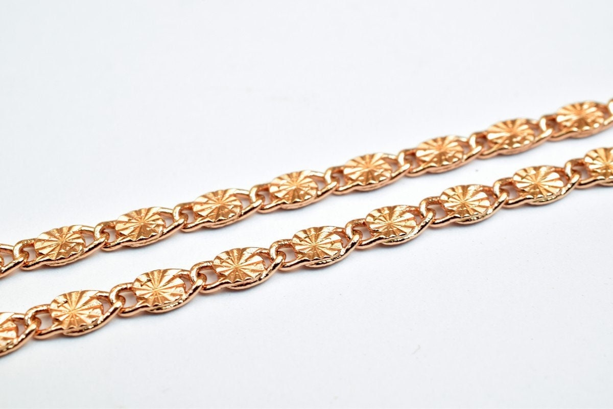 23 Inch Rose Gold Diamond Cut Chain: 3.5mm Width, Tarnish-Resistant | Clasp Included, Elegant Gift