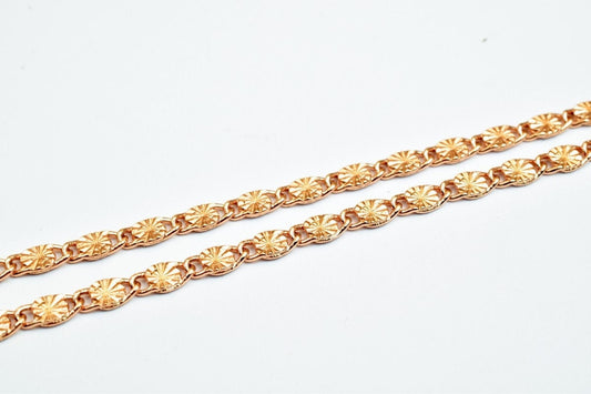 23 Inch Rose Gold Diamond Cut Chain: 3.5mm Width, Tarnish-Resistant | Clasp Included, Elegant Gift