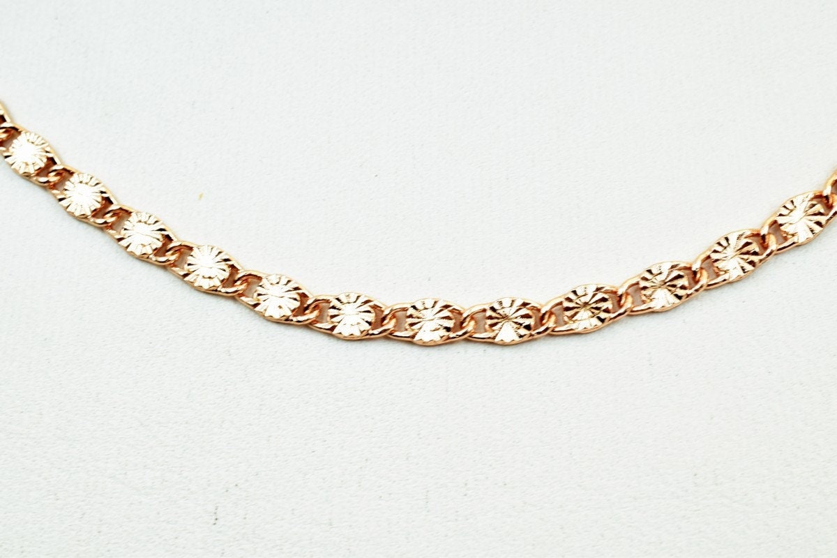 23 Inch Rose Gold Diamond Cut Chain: 3.5mm Width, Tarnish-Resistant | Clasp Included, Elegant Gift