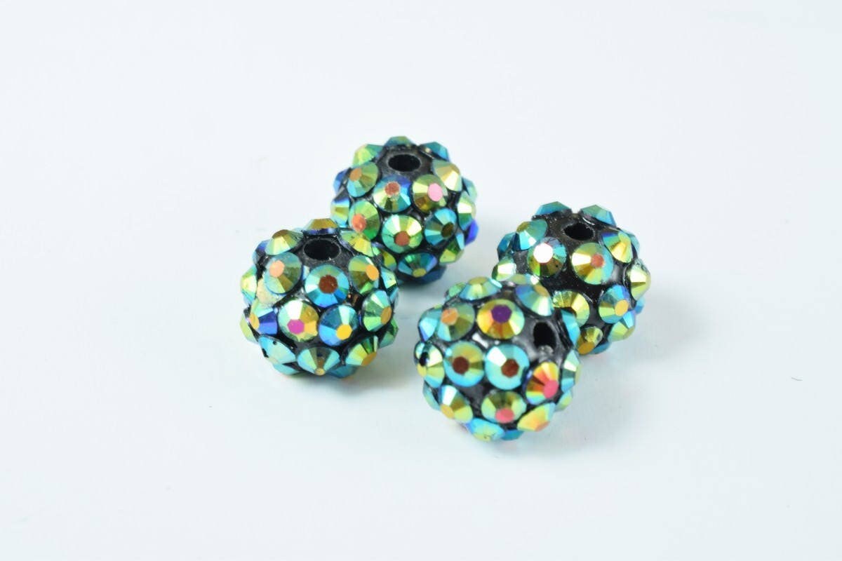 12mm Rhinestone Resin Beads, Shamballa, Round Ball Beads, for Macrame Bracelet, Basketball wives Earring 9 Colors set of 1...