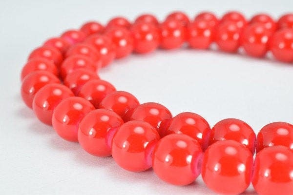 Red Glass Beads Round 8mm Shine Round Beads For Jewelry Making Item #789222045630 jewelry making supplies - detail image 4