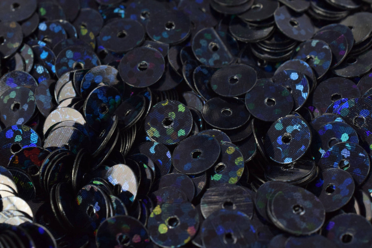 Midnight Blue Black Iridescent Sequins - Loose Round Paillettes - 3/4/6mm Sizes, Sheen Surface, Lightweight, Ideal for Costumes and Apparel