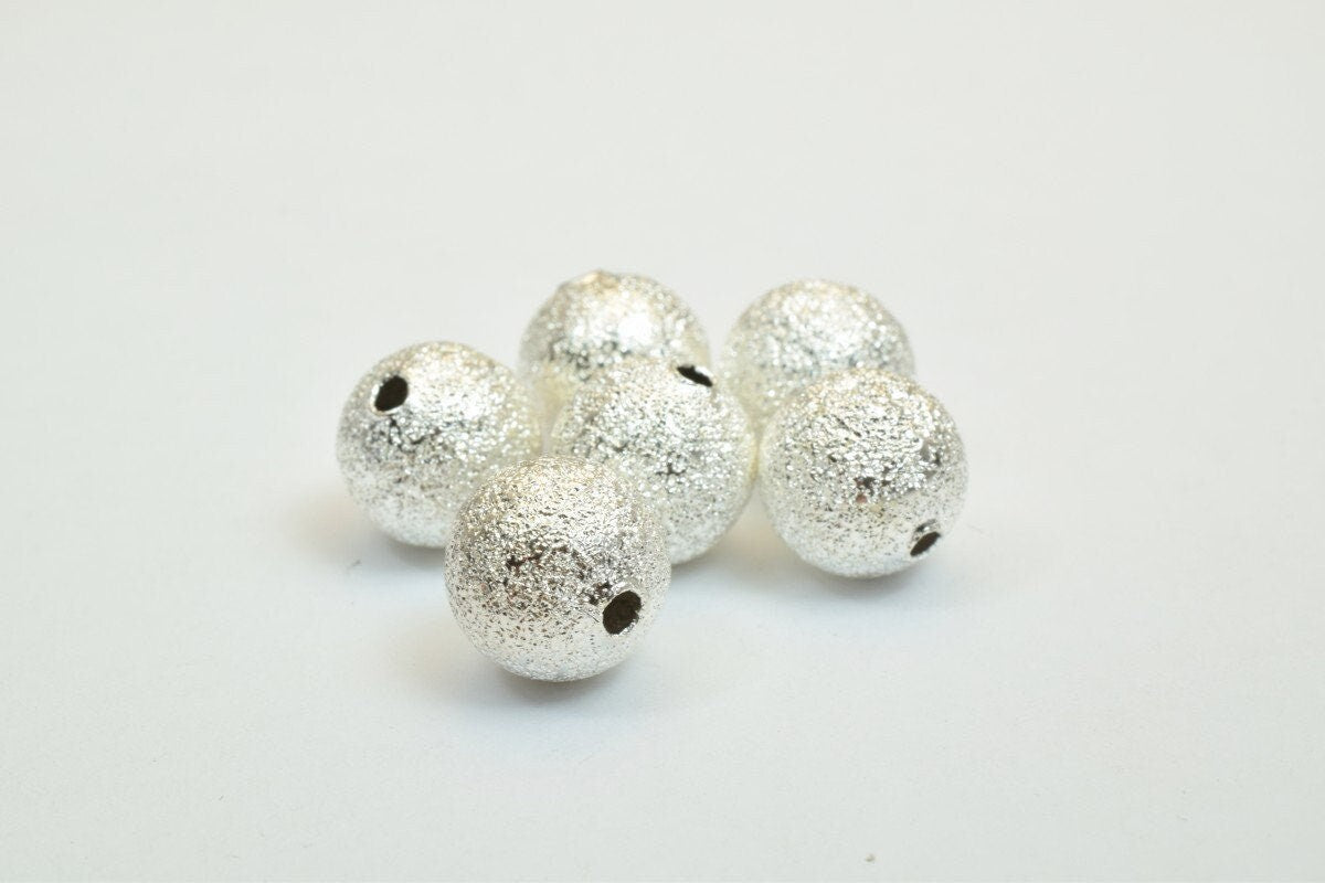 100 PCs Silver Plated Carved Round Beads 6mm/8mm/10mm Stardust Beads Diamond Cut jewelry making supplies - detail image 2