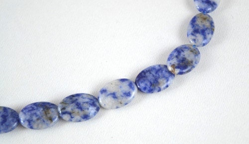 Sodalite Oval Stone Beads, Sold by 1 strand of 28pcs, 14x10mm, 1mm hole opening jewelry making supplies - detail image 4