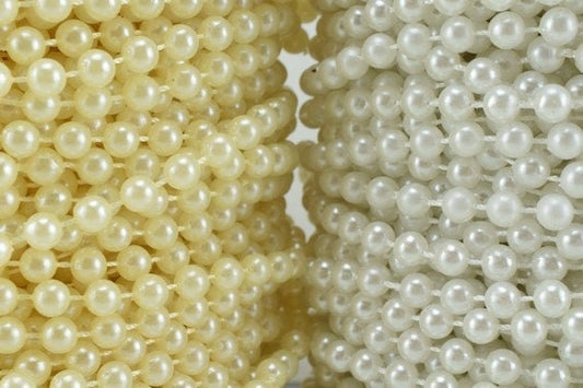 5mm Plastic Pearl Roll 40 Yards White/Creamy Wedding Pearl Beads on a Spool, Roll, Acrylic Beaded Garland Strand jewelry m...
