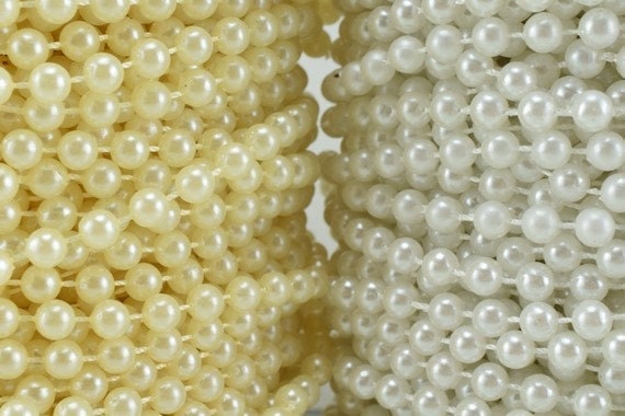 5mm Plastic Pearl Roll 40 Yards White/Creamy Wedding Pearl Beads on a Spool, Roll, Acrylic Beaded Garland Strand jewelry m...