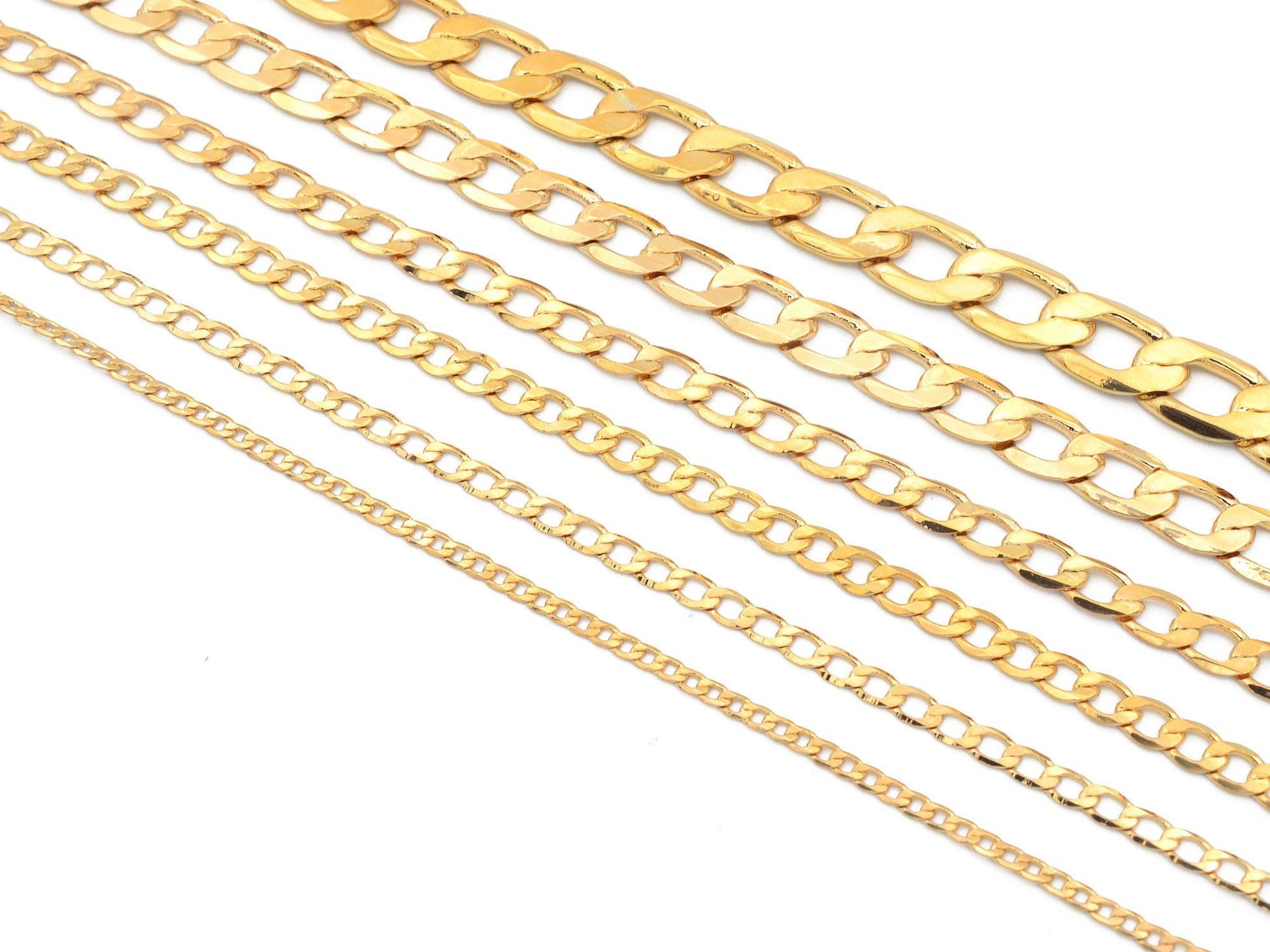 Gold Filled Alternative Cuban Flat Link Chain: Durable Gold Finish - , Jewelry Making, Multiple Widths
