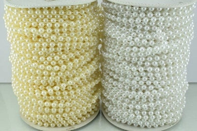 5mm Plastic Pearl Roll 40 Yards White/Creamy Wedding Pearl Beads on a Spool, Roll, Acrylic Beaded Garland Strand jewelry m...