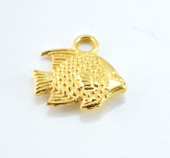 14x12mm, Matte Alloy Gold Plated Fish Charm Pendant 18pcs/PK 2mm bail opening 3mm thickness jewelry making supplies