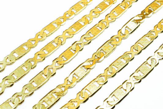 18k Gold Filled Anchor Mariner Chain: Diamond Cut Rambo Style, 5mm Width, Tarnish Resistant | , 18 Inch Length