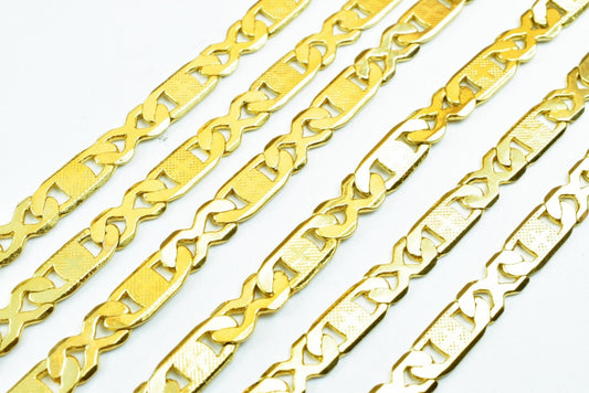 18k Gold Filled Anchor Mariner Chain: Diamond Cut Rambo Style, 5mm Width, Tarnish Resistant | , 18 Inch Length