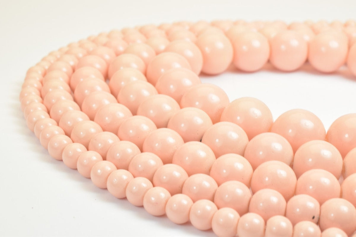 Peach Glass Beads Round Shine: Vintage Boho Pearls - Assorted Sizes 6mm to 14mm, Loose Jewelry Supplies