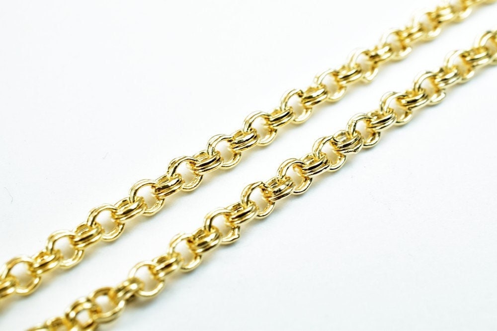 17.25" 18K Inch Gold Filled Look, EP Chain 2mm Width 1mm Thickness  CG391 jewelry making supplies - detail image 5
