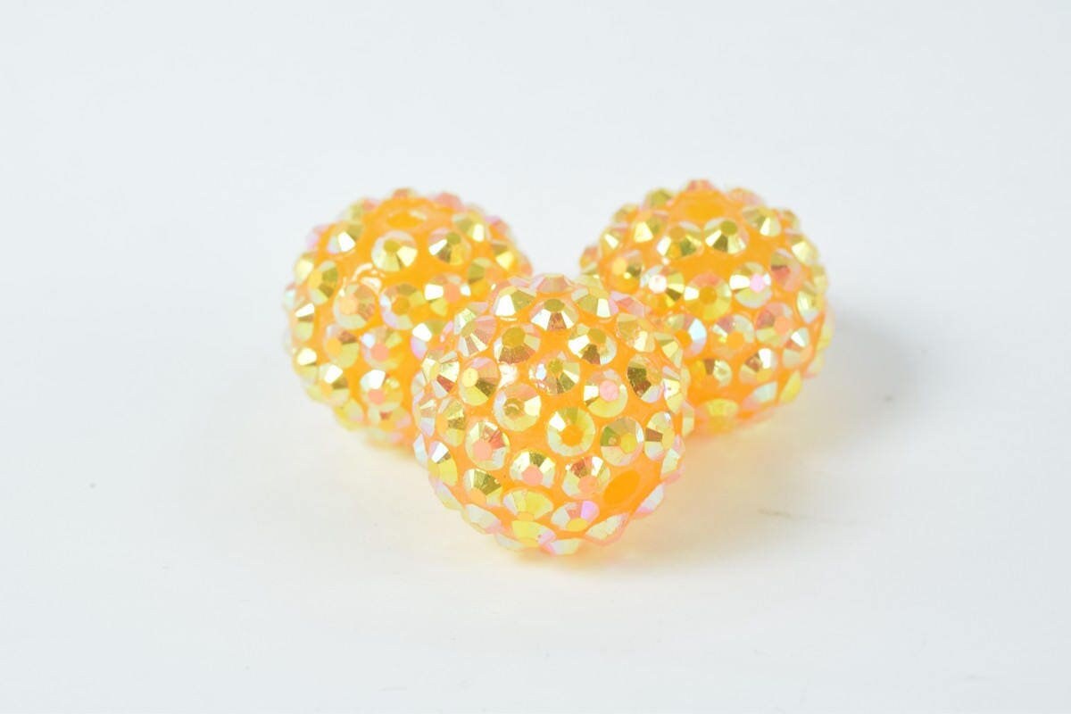 18mm Rhinestone Resin Beads, Shamballa, Round Ball Beads, for Macrame Bracelet, Basketball wives Earring 11Colors set of 1...