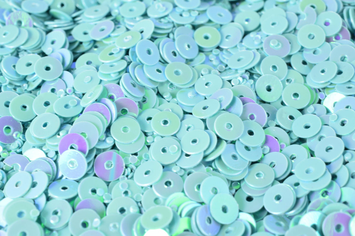 3 4mm Turquoise Sheen Round Sequins - Iridescent Loose Paillettes - Center Hole, Lightweight Craft Supplies, Apparel Decor