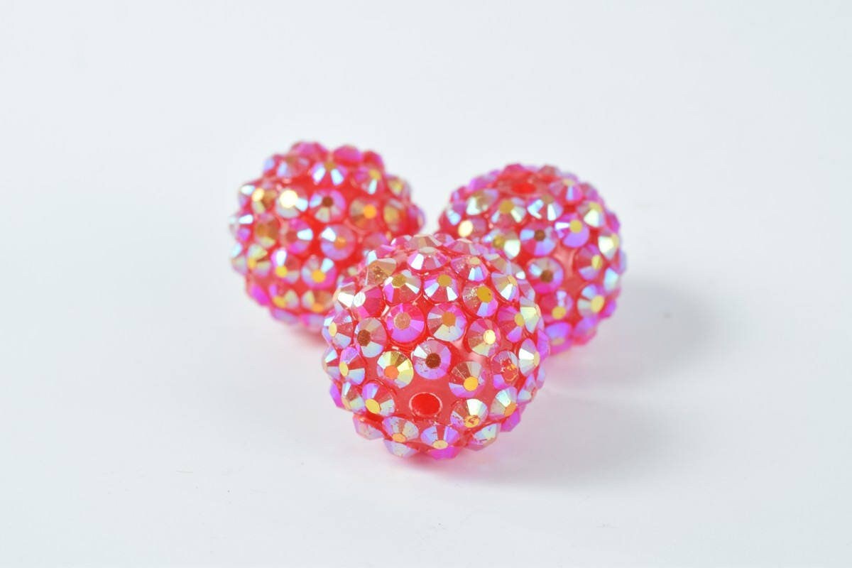 18mm Rhinestone Resin Beads, Shamballa, Round Ball Beads, for Macrame Bracelet, Basketball wives Earring 11Colors set of 1...