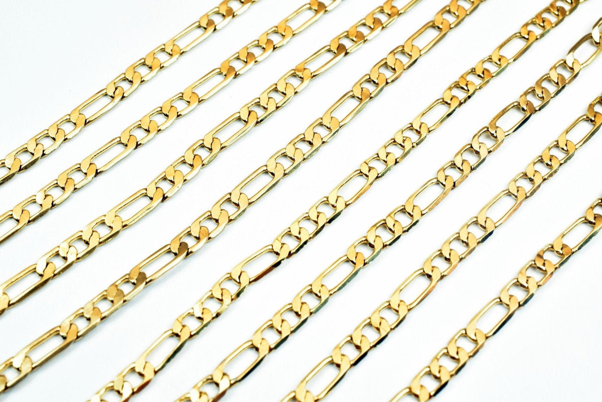 ed Figaro Chain 17.5 Inch: Rich Gold Appearance - Durable , 2.5mm Width, Clasp 10x5mm, Jewelry Making