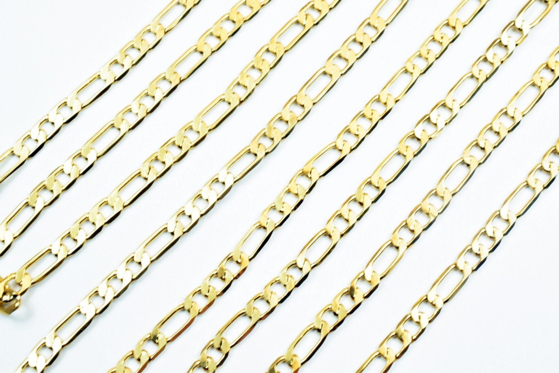 ed Figaro Chain 17.5 Inch: Rich Gold Appearance - Durable , 2.5mm Width, Clasp 10x5mm, Jewelry Making