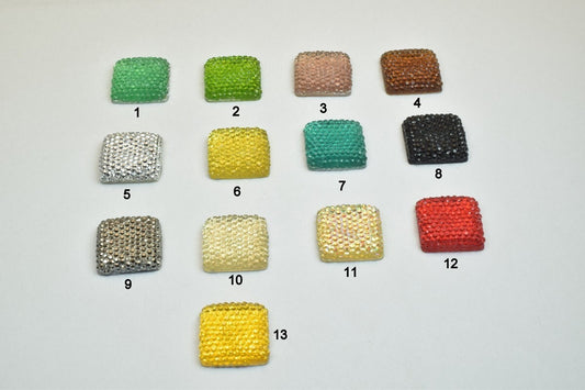 15 PCs Sparkly Acrylic Rhinestone Squares 20mm Resin Flat back Decoden Kawaii Cabochons Phone Case Embellishments Bling Bl...