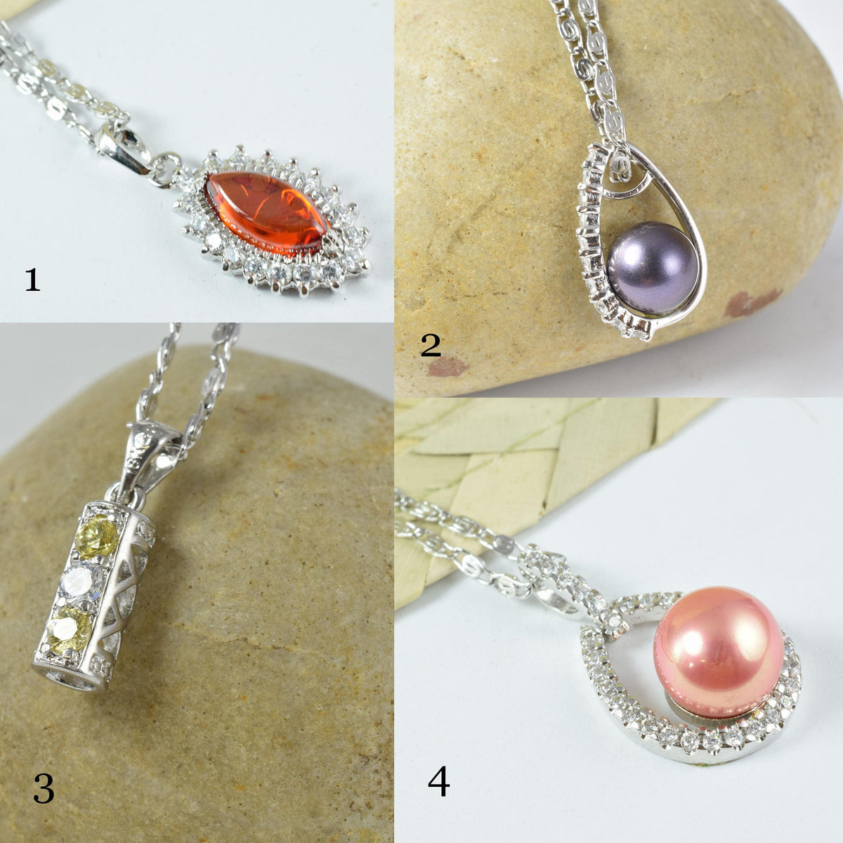 White Gold Filled Look, Rhodium Pendants With CZ Cubic Zirconia  RP24, RP43, RP58, RP59 jewelry making supplies