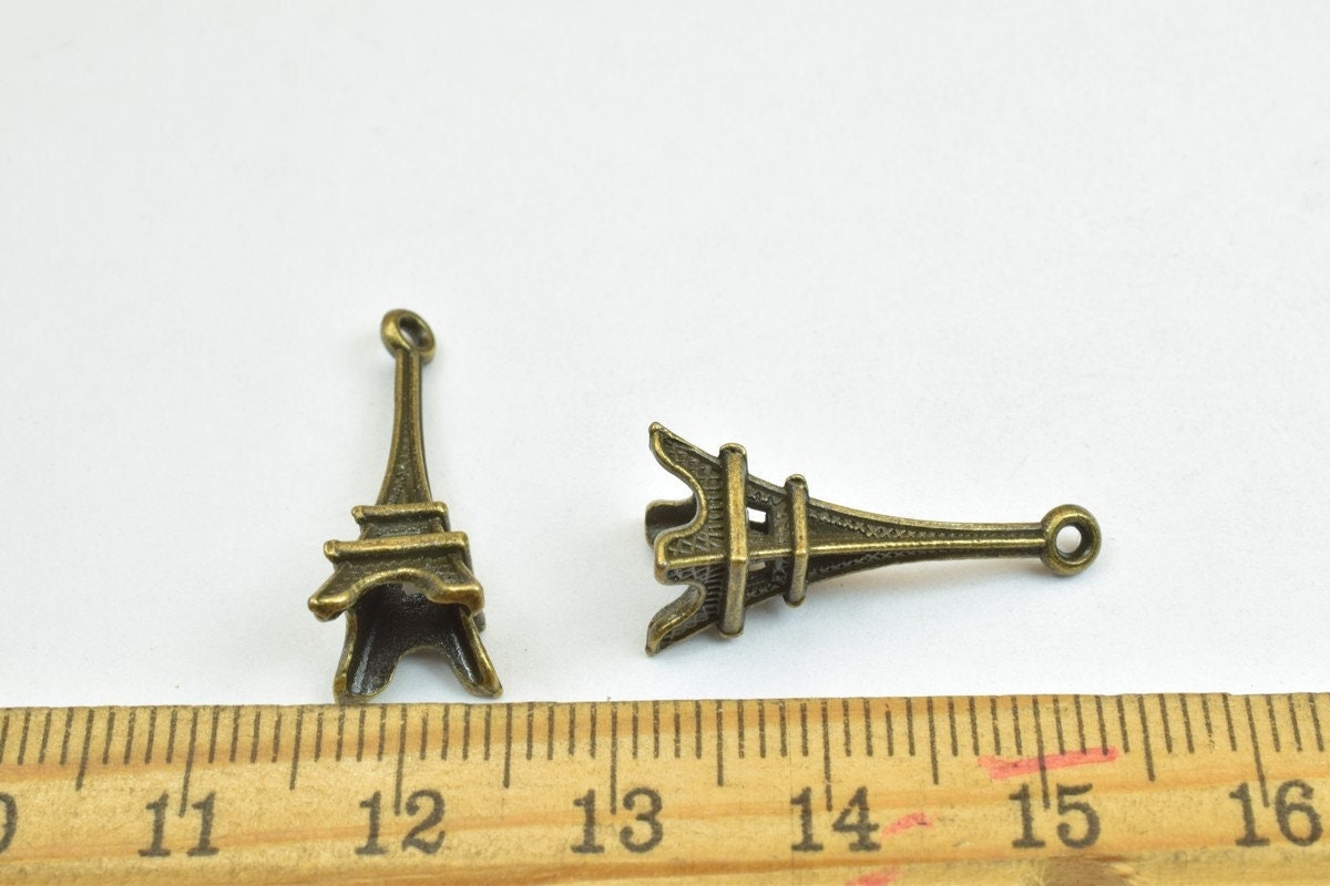 12 PCs Eiffel Tower Charm Pendants Antique Green Beads France Paris Alloy Pendant Size 23x8.5mm Jump Ring Size 1mm For Jew...