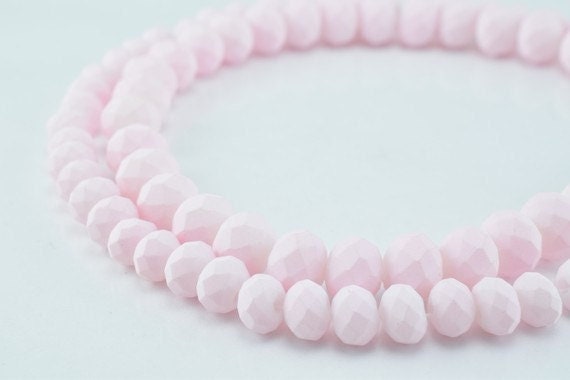 Matte glass beads donut rondelle faceted for jewelry decoration chandelier 4x6mm and 6x8mm. 2 sizes group 60 pcs ea item#7...