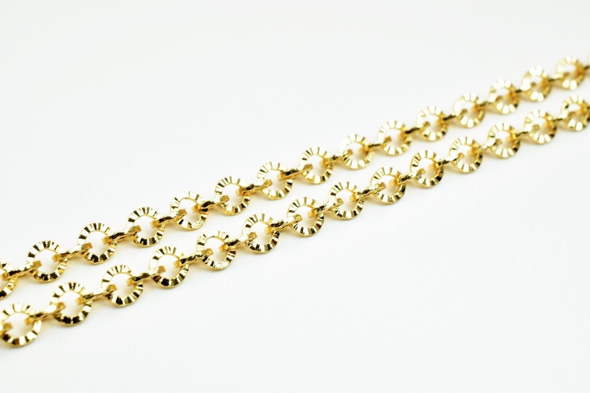 18K Pinky Gold Filled Look, EP chain size 19.5" long 4mm width 1mm thick  CG323 jewelry making supplies - detail image 3