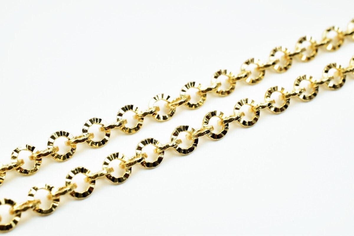 18K Pinky Gold Filled Look, EP chain size 19.5" long 4mm width 1mm thick  CG323 jewelry making supplies - detail image 4