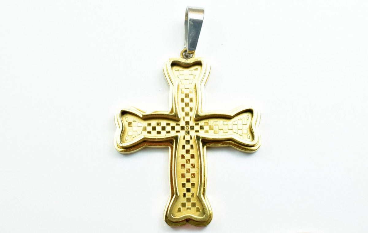 18K Gold Filled Cross Pendant Stainless Steel Size 45x36mm, Thickness 4.5mm Christian Religious Cross For Jewelry Making j...