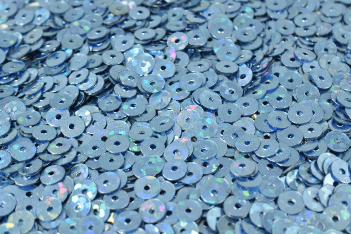 Flat Sequins Round - Ocean Blue Iridescent Loose Sequins - Multi-Color, Lightweight, Center Hole, Apparel & Shoe Decor