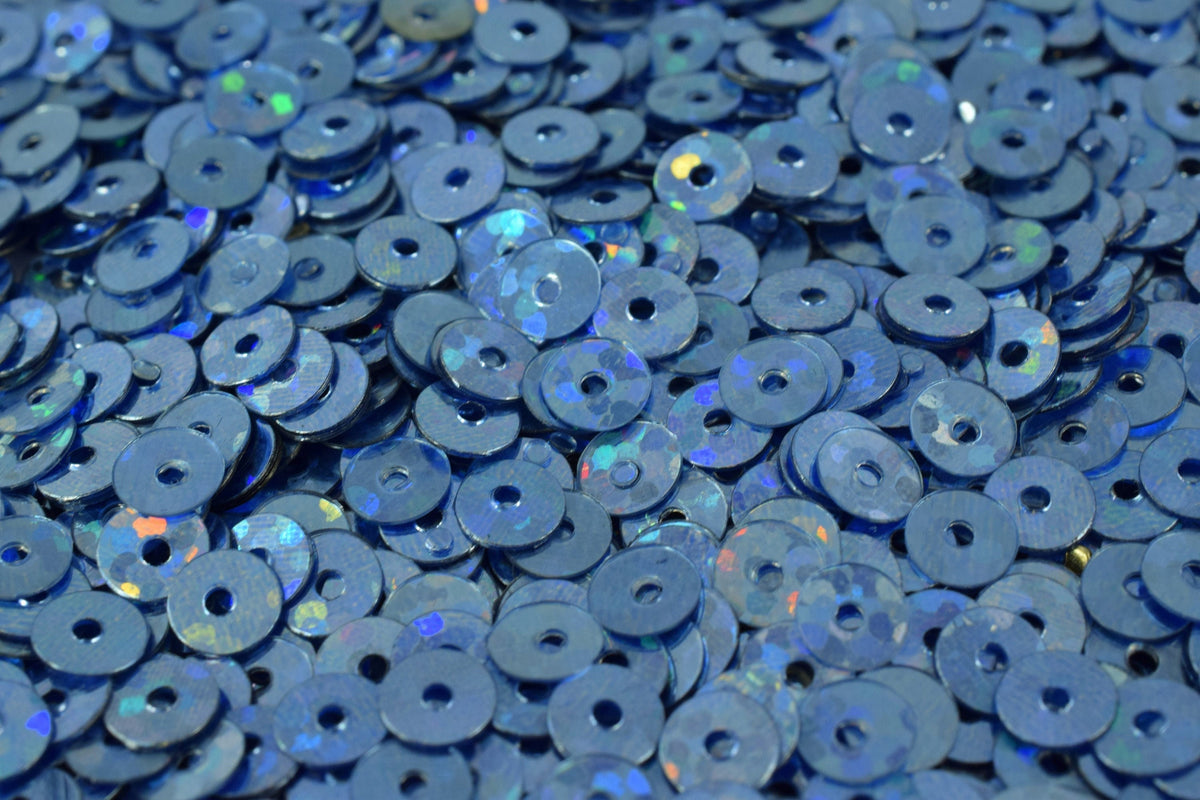Flat Sequins Round - Ocean Blue Iridescent Loose Sequins - Multi-Color, Lightweight, Center Hole, Apparel & Shoe Decor