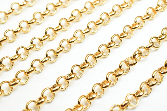 Rolo Gold Filled Alternative Chain - Jewelry Making Supplies - 18K , Tarnish Resistant, 3mm to 5mm Thickness