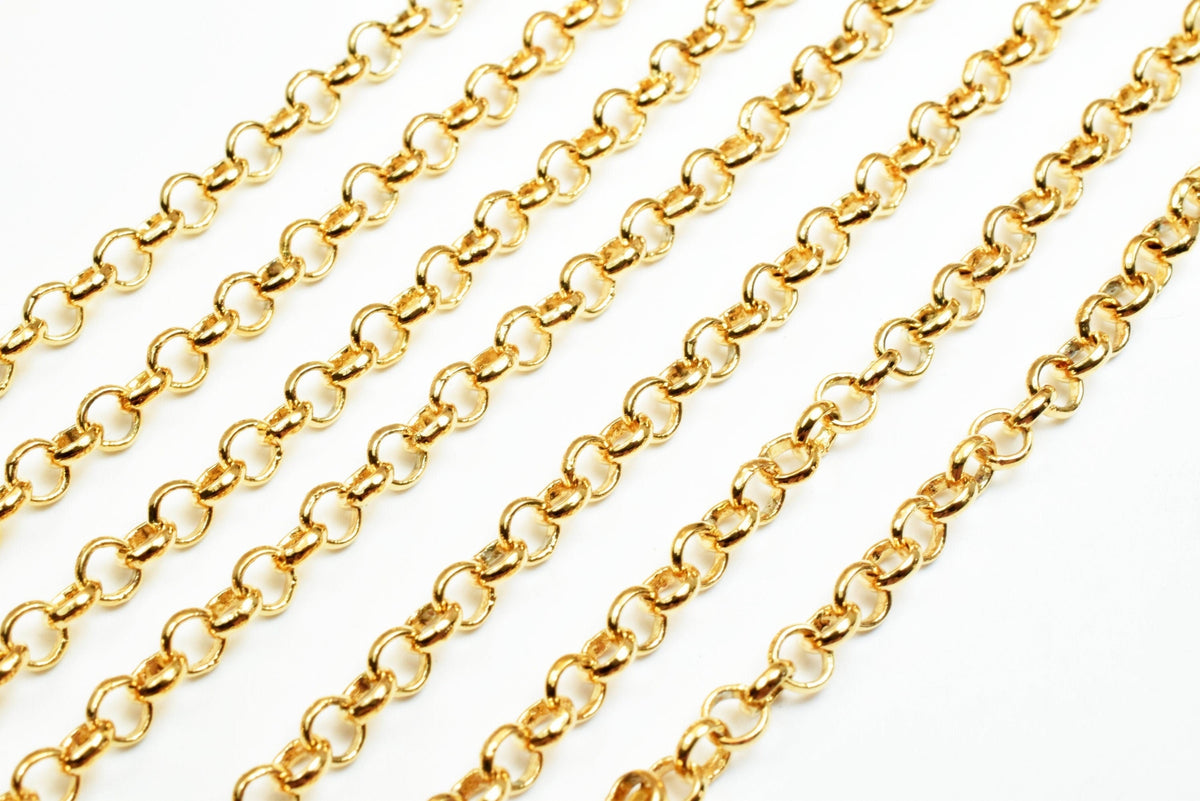 Rolo Gold Filled Alternative Chain - Jewelry Making Supplies - 18K , Tarnish Resistant, 3mm to 5mm Thickness