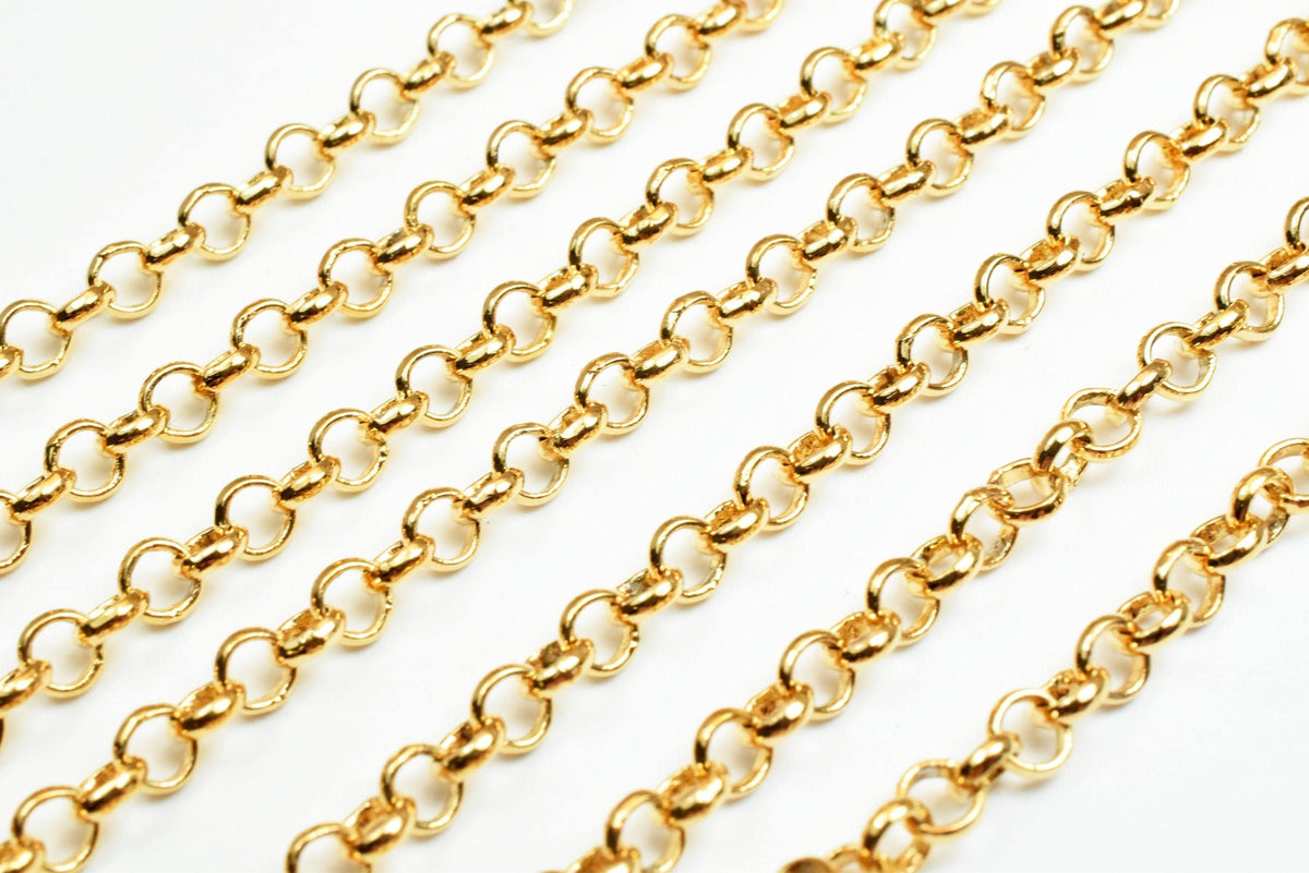 Rolo Gold Filled Alternative Chain - Jewelry Making Supplies - 18K , Tarnish Resistant, 3mm to 5mm Thickness