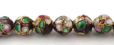 Plum Color Flower Art Cloisonne Round Beads 6mm/8mm/10mm/12mm For Jewelry Making Item No# 0058 jewelry making supplies - d...