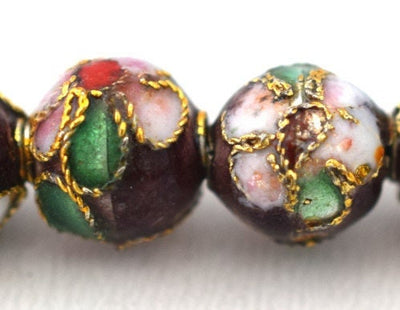 Plum Color Flower Art Cloisonne Round Beads 6mm/8mm/10mm/12mm For Jewelry Making Item No# 0058 jewelry making supplies - d...