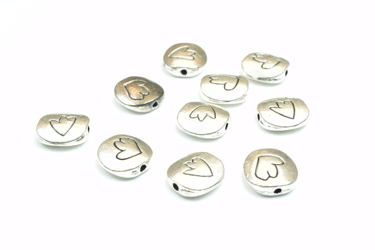 20 PCs Square Antique Silver Alloy Connector Beads Size 10mm Hole Size 0.8mm Decorative Design Metal Beads For Jewelry Mak...