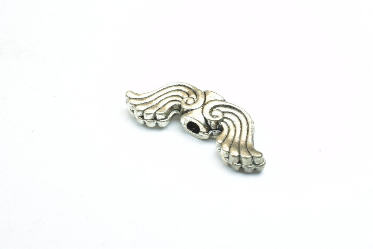 10PCs Angel Fairy Wing Spacer Alloy Charm Antique Silver Connector Size 7.5x20mm Thickness 3.5mm Hole 1.5mm Decorative Des...